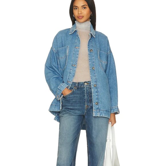 new FREE PEOPLE 100% Cotton Madison City Denim Jacket 6MS3 - Picture 4 of 9